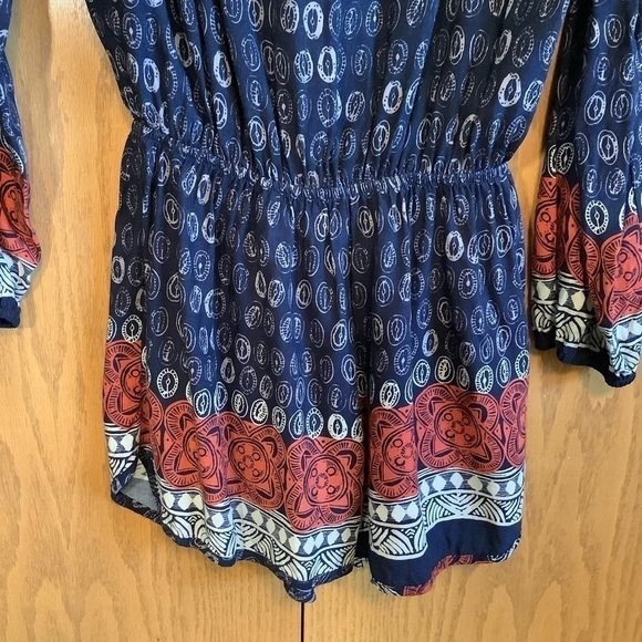 Anthropologie Elevenses Navy Print Romper Sz-S - Picture 3 of 5